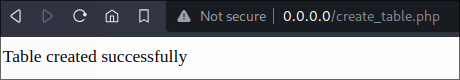 Successful table creation using php